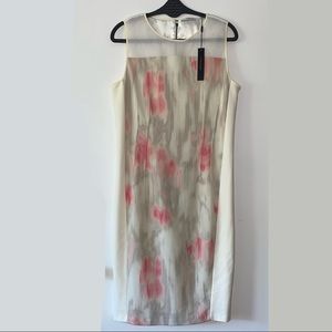 NWT T Tahari Dakota Watercolor Pink Mesh Sheath Dress